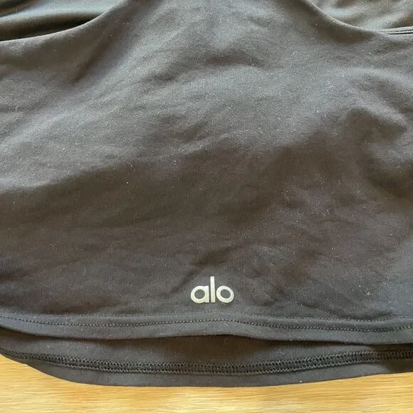 ALO Yoga Airbrush Real Bra Tank Top Cropped Black Women's-Size M - Picture 3 of 4